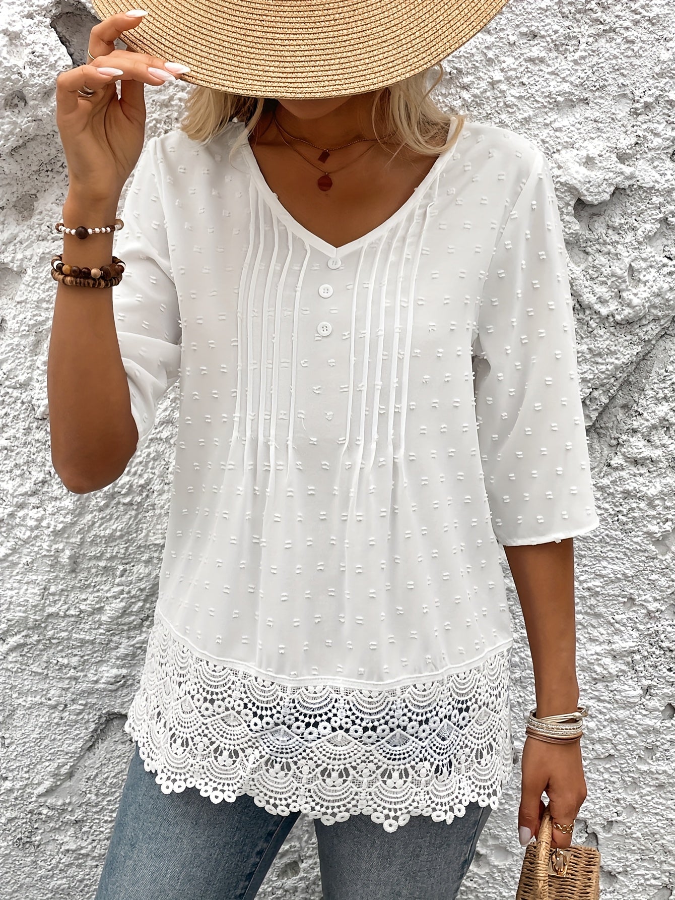 Zyra Oslo | Romantisk topp med blondekant og strukturdetaljer