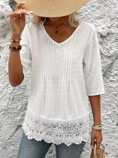 Zyra Oslo | Romantisk topp med blondekant og strukturdetaljer