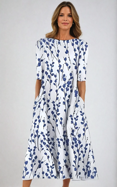 Zyra Oslo | A-Linje Kjole Med Kunstnerisk Bladtrykk