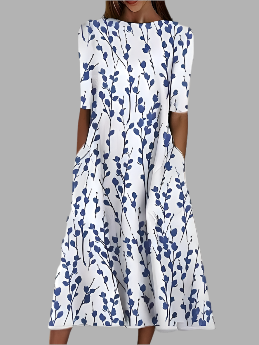 Zyra Oslo | A-Linje Kjole Med Kunstnerisk Bladtrykk