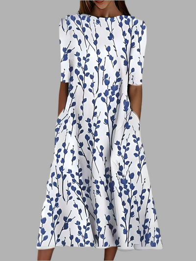 Zyra Oslo | A-Linje Kjole Med Kunstnerisk Bladtrykk