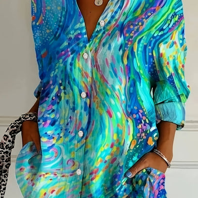 Zyra Oslo | Kunstnerisk Skjortebluse med Fargerikt Mønster