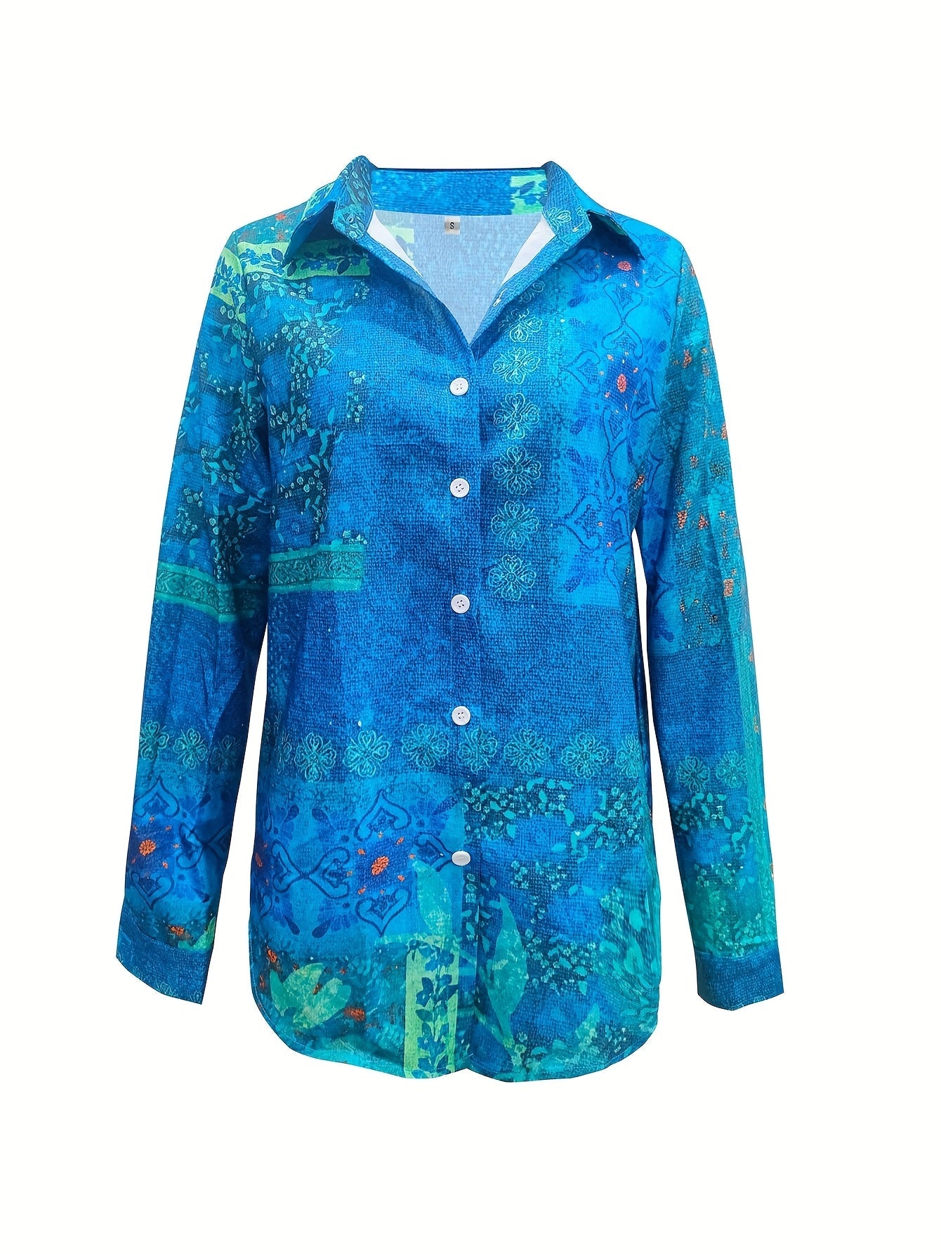 Zyra Oslo | Skjortebluse med kunstnerisk blåmønster